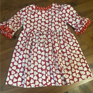 Girls size 5 hand sewn Red Heart Print Cotton Dress Valentines